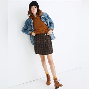 Madewell Plaid Double Breasted Mini Skirt Size Small